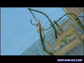 3d анимационен карикатура повикване момиче груб прецака от змия чудовище
