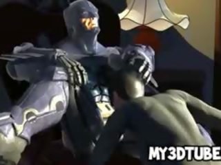 Extraordinary 3D Catwoman Sucks On Batmans Rock Hard prick