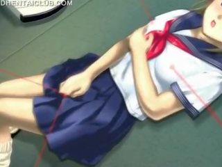 Hentai stunner in school uniform masturbating pussy