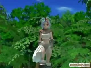 3D hentai girls gets monster fucked in the forest