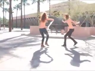 Twins I marvelous girls playing x rated film in public