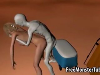 Busty 3D stunner Gets Licked And Fucked By An Alien