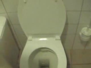Goth Horny teenager temptation doing a hard personable handjob at the toilet