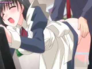 Remaja anime pembantu rumah dalam putih stoking