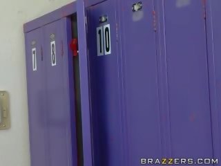 Flirty big titted blonde gets nailed in the locker room