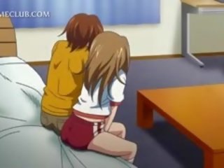 Anime gjimnast merr cica dhe bythë rubbed në përshkrim i hollësishëm