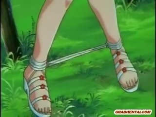 Anime meesteres krijgt squeezed haar tieten en hard poked