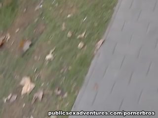 Public porn Adventures: Naugthy goddess fucks hard dick in the park