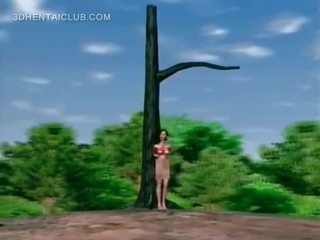 Hentai x rated film slave tied to a pole pussy