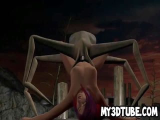 3D cartoon diva getting fucked by an alien spider