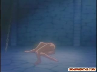 Manga prisoner girlfriend in chains gets fucked by a knight down in the slave chamber