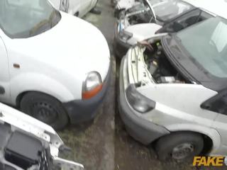 Fake Cop Busty blonde fucked in junk yard