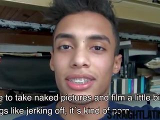 Herlig unge latino har hans første homofil porno