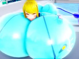 Samus in zero Suit: Water Filling Breast Expansion - by Imbapovi
