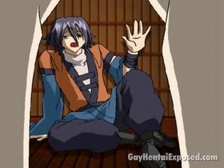 Seductive Anime Homosexual Getting Tied Up In The Sauna By Few magnificent to trot Studs