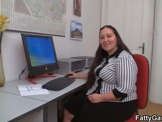 Fucking big belly office young female on the floor