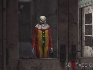 Evil Clown Fucks a randy young lady in an Abandoned.