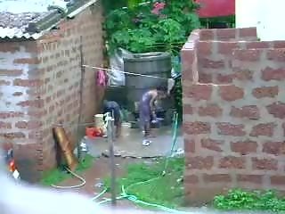 Watch This Two swell Sri Lankan lassie Getting Bath In Outdoor