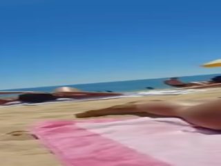 Candid groovy Brunette sweetheart Perfect Ass Tanning At The Beach
