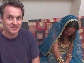 Indian harlot and oversexed white adolescent have interracial fuck session