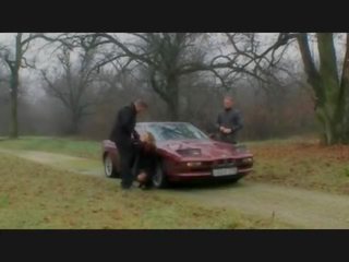 Lassie fucked against car on country lane