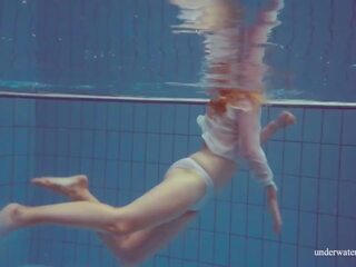 Gorgeous beguiling randy teen beauty Melisa Darkova swimming nude alone
